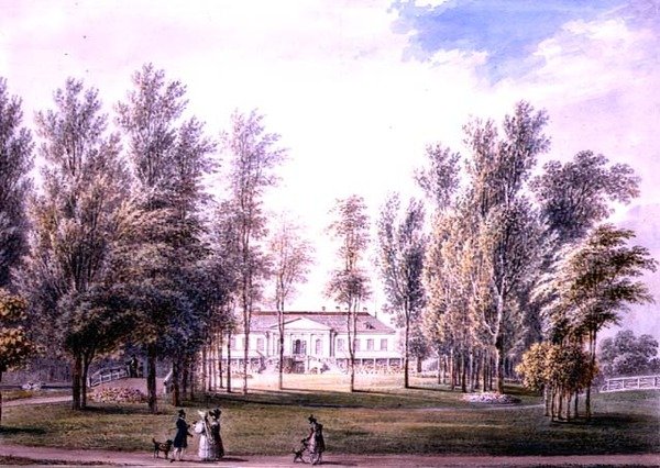 Pohled na venkovský dům v parku, c.1815 (akvarel na papíře) od Austrian School