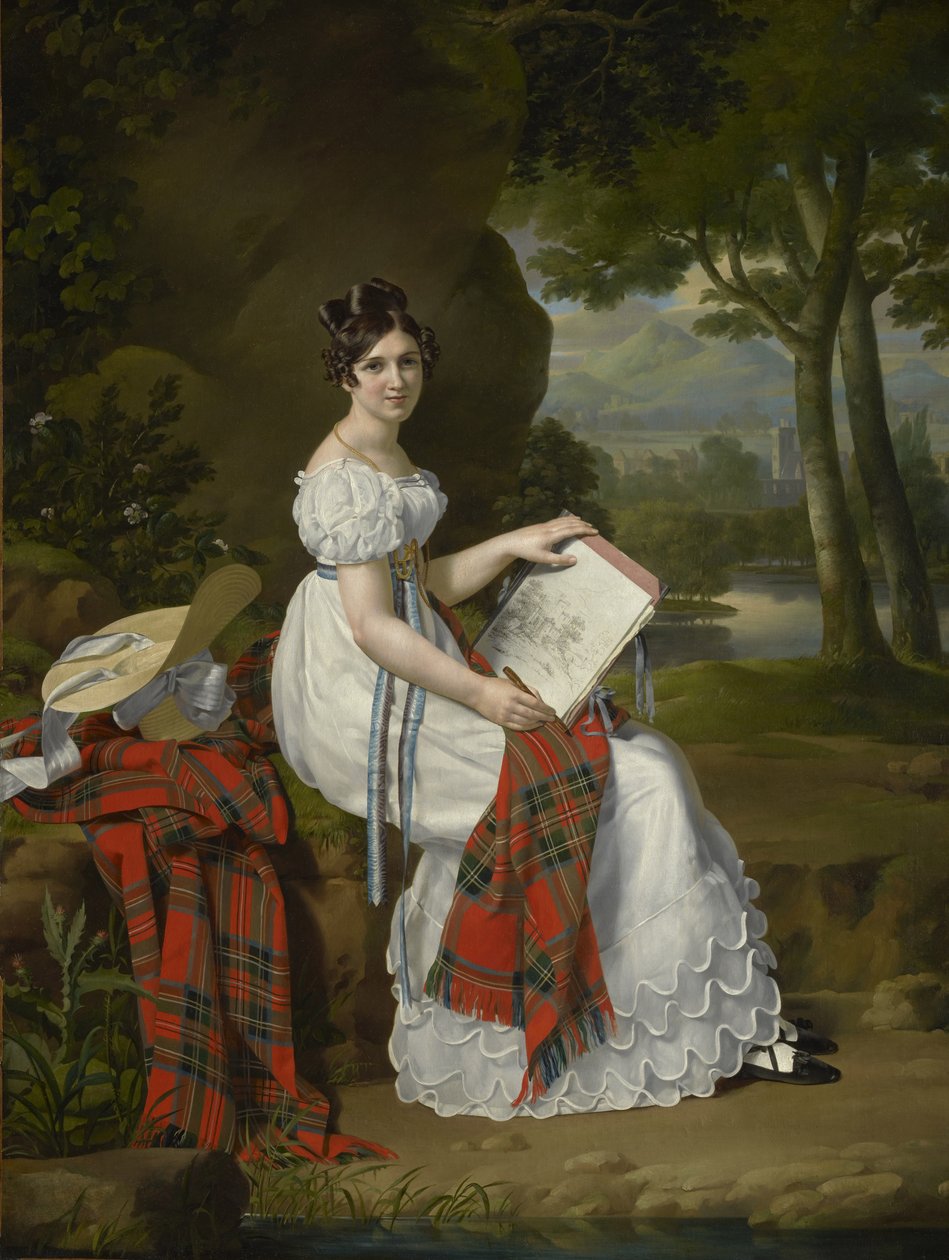 Žena skicování v krajině, c.1830 od Austrian School
