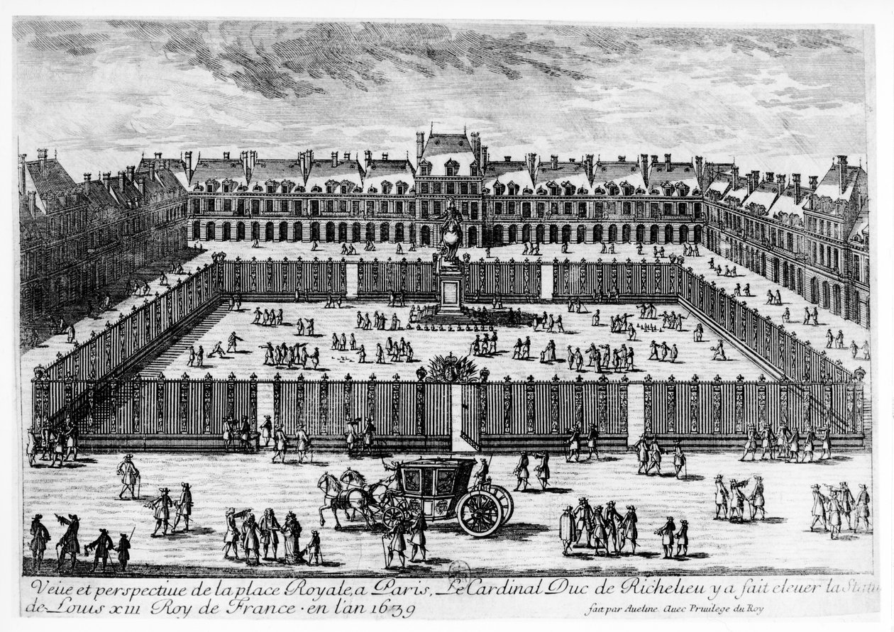 Perspektivní pohled na Place des Vosges od Aveline Family