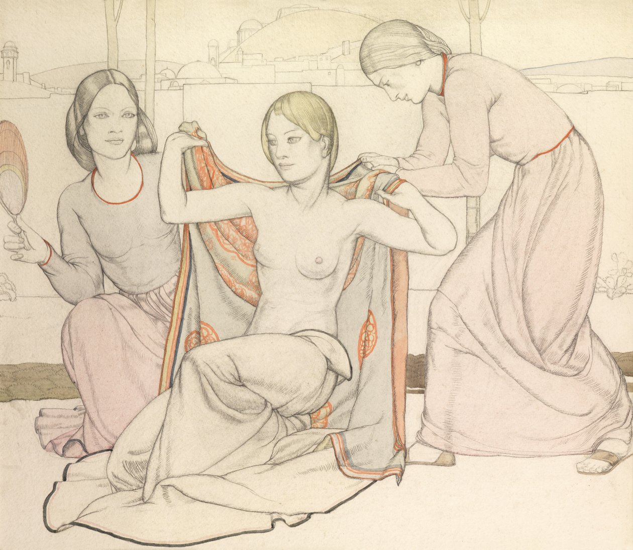 The Bathers (akvarel a tužka) od Averil Mary Burleigh
