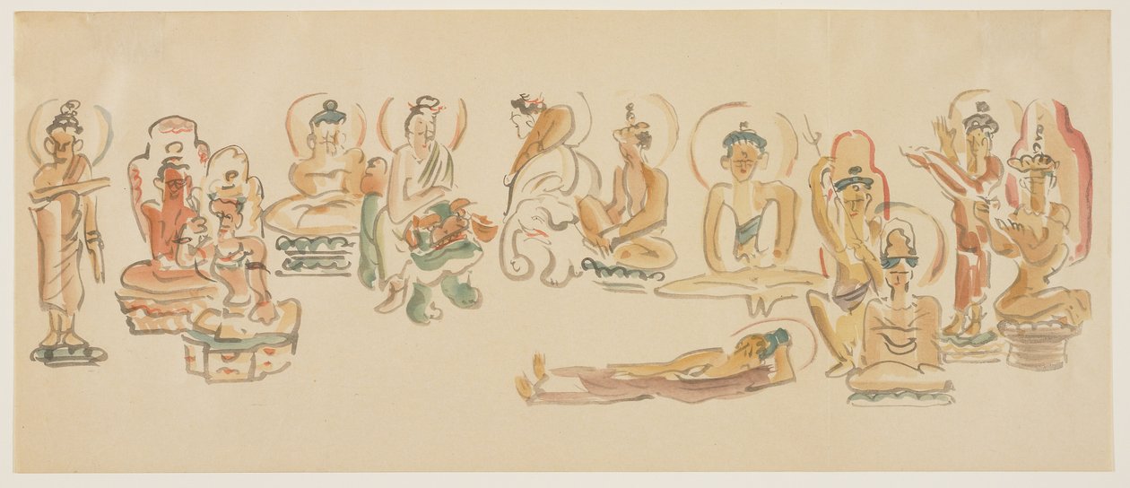 (karikatury chrámu Asakusa Kannon B), c. 1900 od Awashima Kangestu