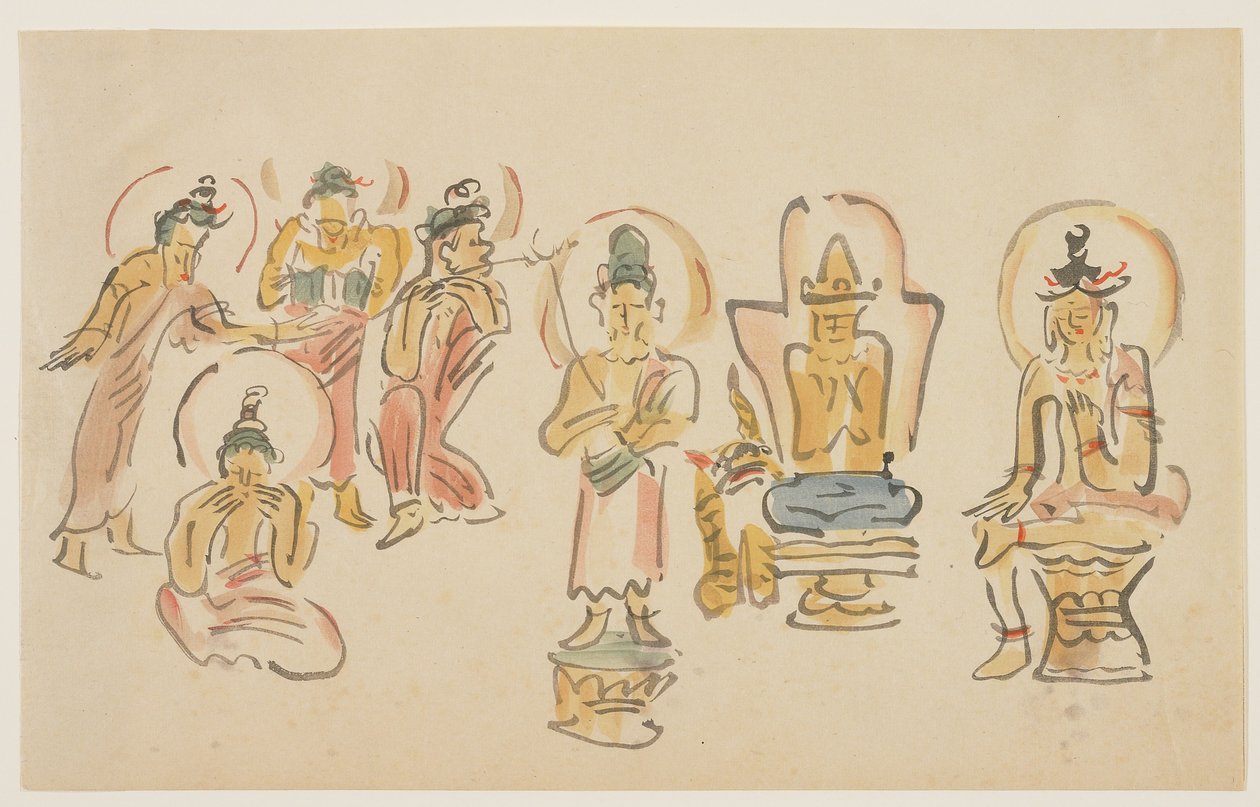 (karikatury chrámu Asakusa Kannon A), c. 1900 od Awashima Kangestu