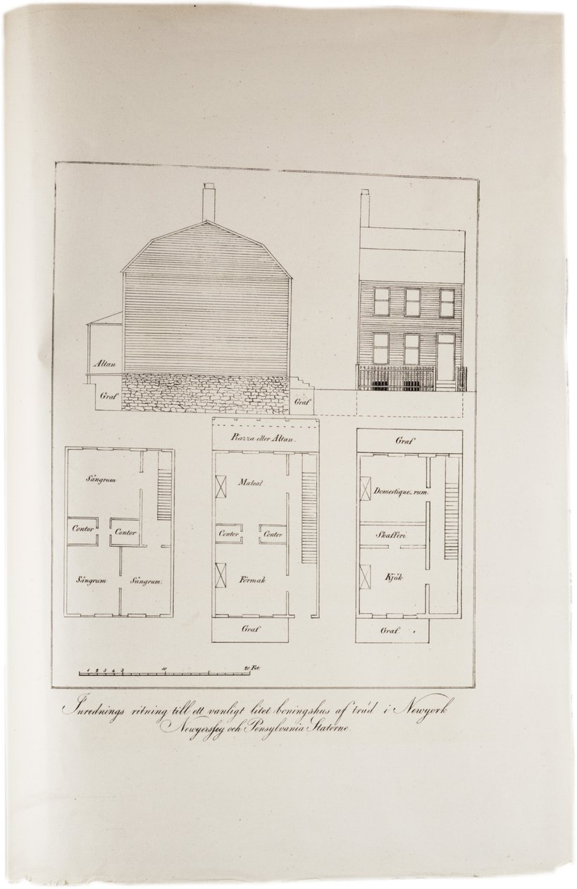 Návrh typického newyorského obydlí, z Atlasu Spojených států, 1824 od Axel Leonhard Klinckowström