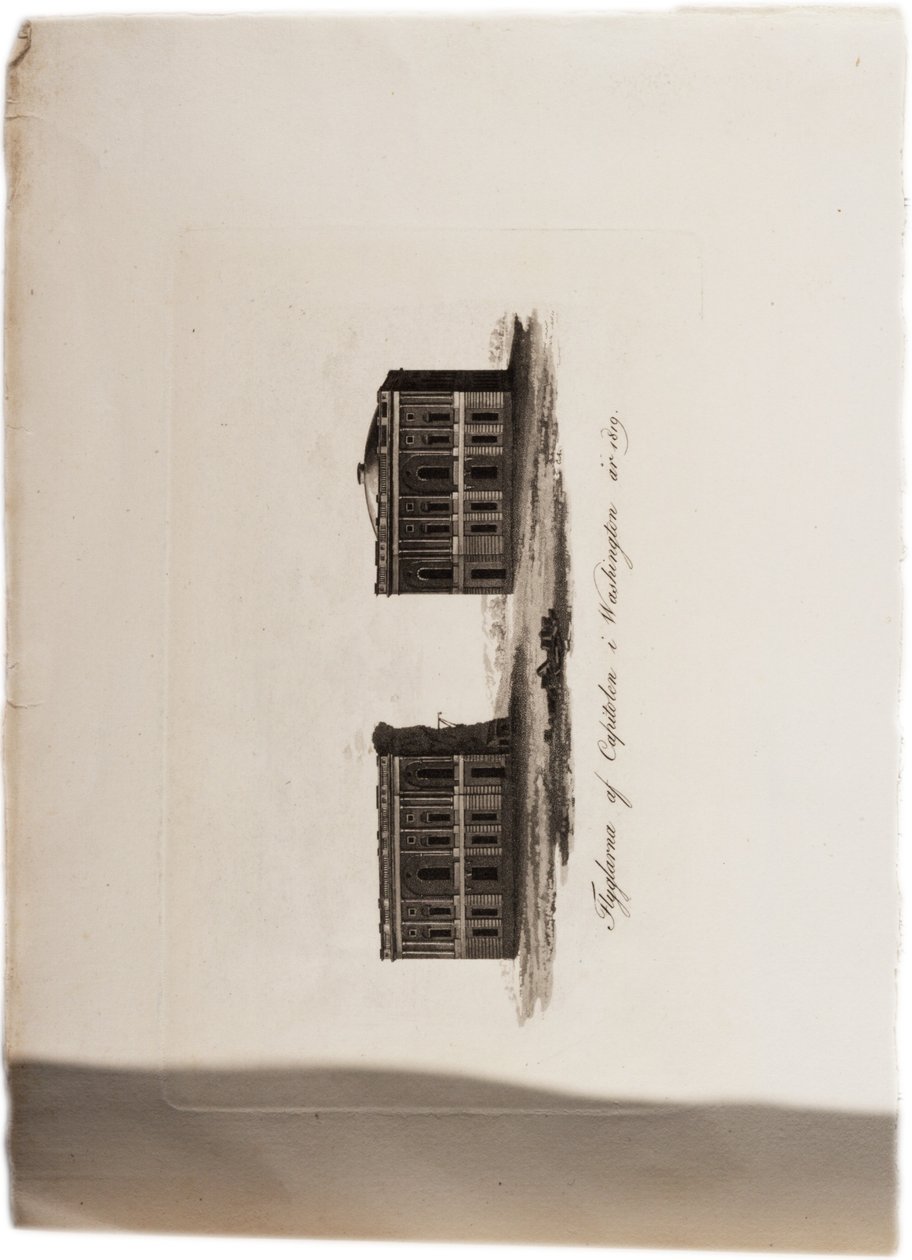 Křídla Kapitolu, Washington, v roce 1819, z atlasu Spojených států, 1824 (akvatinta) od Axel Leonhard Klinckowström