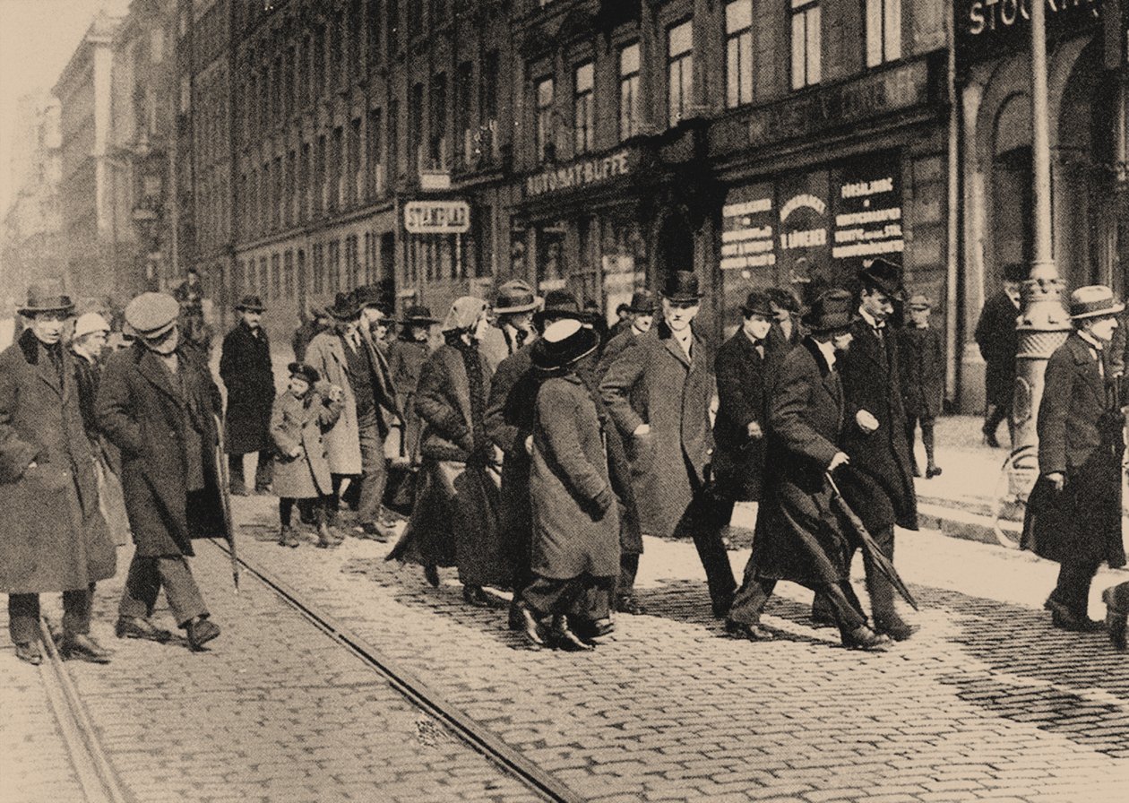 Lenin ve Stockholmu s Turem Nermanem a Carlem Lindhagenem dne 13. dubna 1917, 1917 od Axel Malmström