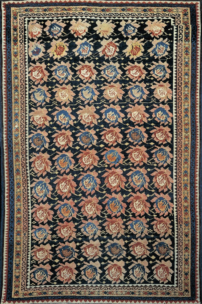 Detailní záběr na koberec Rosette Karabagh, Ázerbájdžán od Azerbaijani School
