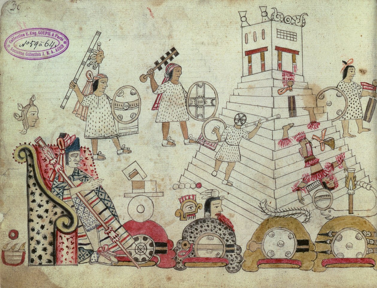 Váleční zajatci obětováni bohu Slunce z aztéckého kodexu (po dobytí, 1519) od Aztec