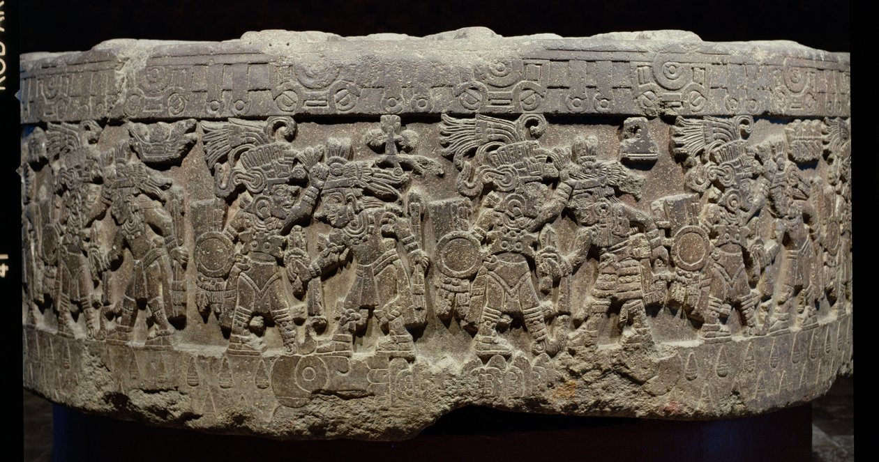 Kámen z Tizocu (asi 1481–86) nebo Temalacatl, 1325–1521 od Aztec