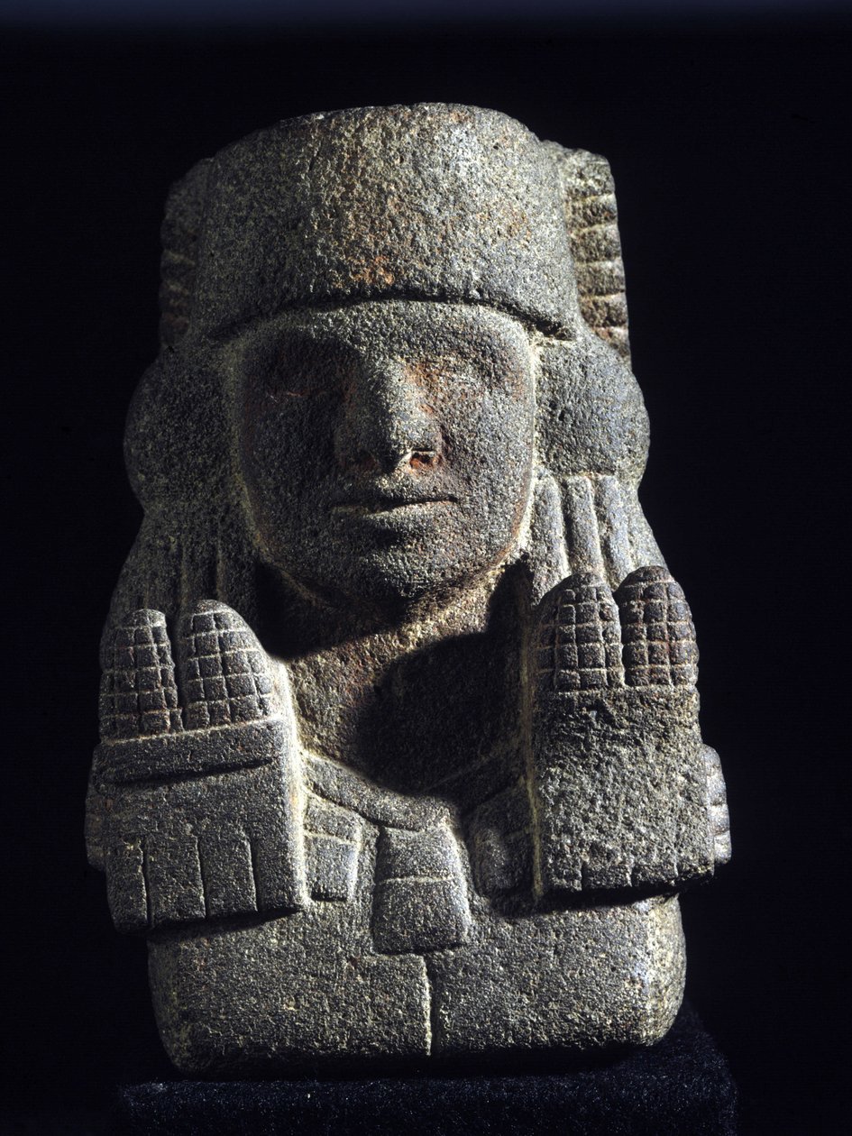 Aztécké umění: reprezentace Chicomecoatla (nazývaného ausi Xilonen), bohyně služebné a plodnosti. Národní muzeum antropologie, Mexiko od Aztec Aztec