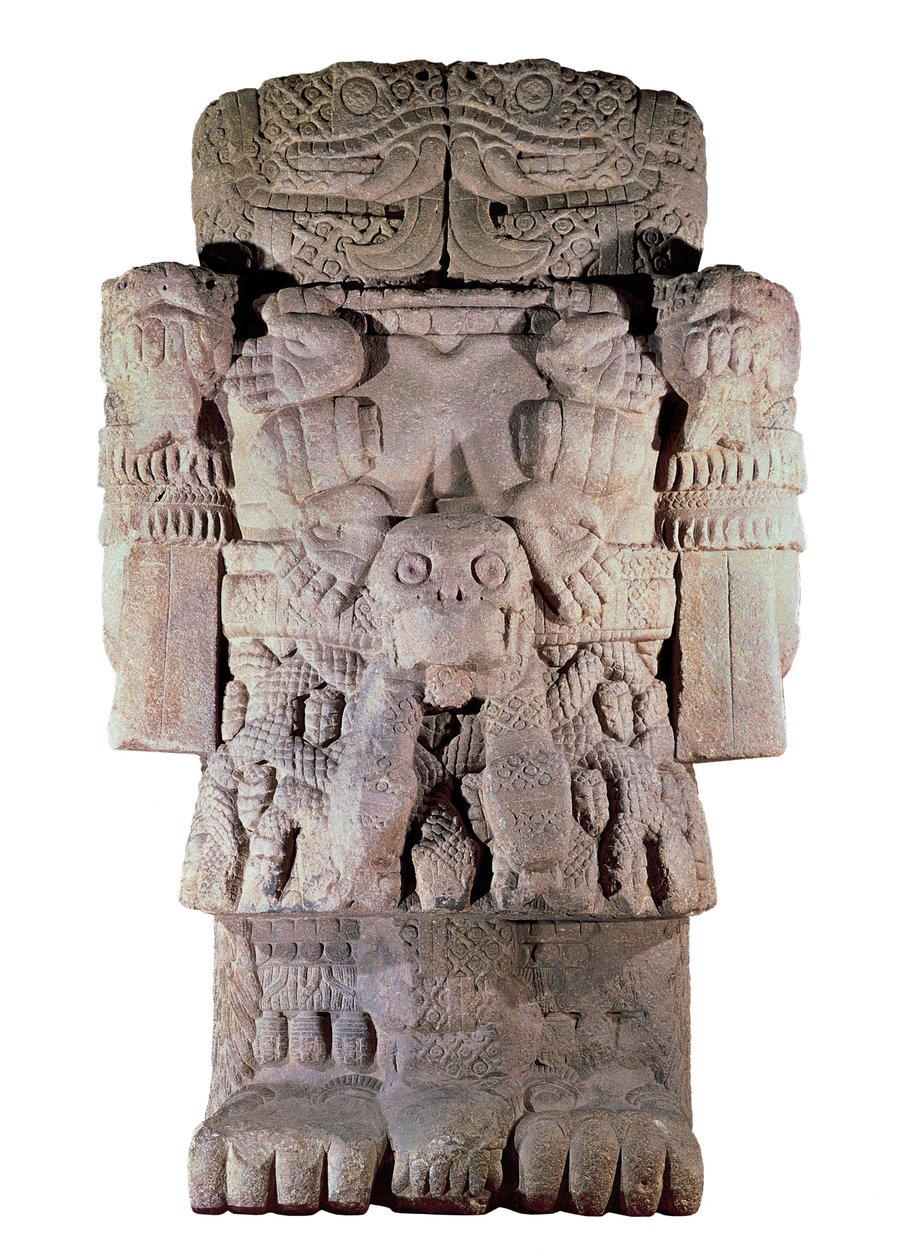 Aztécká civilizace: kamenná socha bohyně Země, Coatlicue stvoření a smrti (kámen) od Aztec Aztec