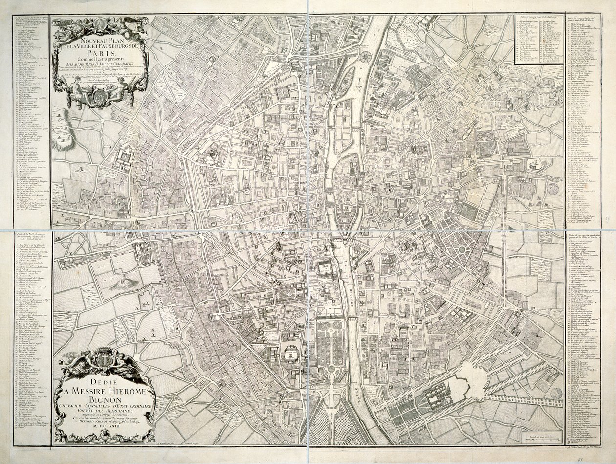 Mapa Paříže, 1723 od B. Jaillot