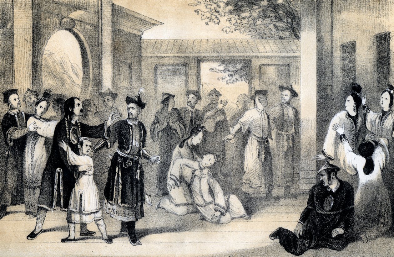 „Čínští lidé prodali za otroky Tatarům po jejich dobytí Zinguis-Khanem“, 1847. od B Clayton
