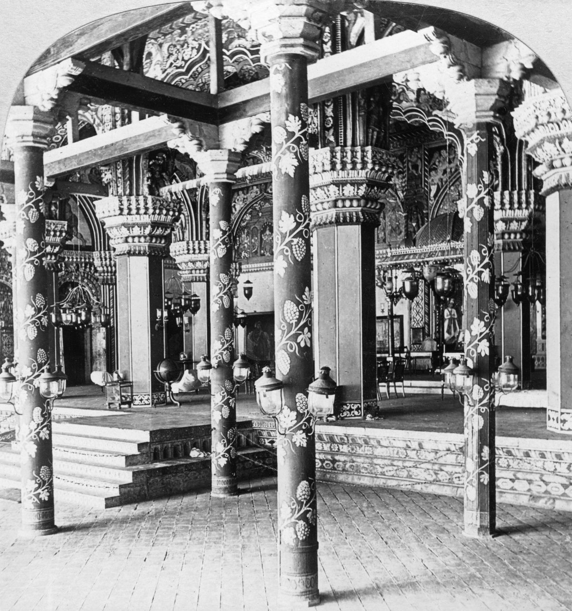Hala Mahratta durbar, Palác princezny z Tanjore, Tanjore Thanjavur, Indie, 1901. od B. L. Singley