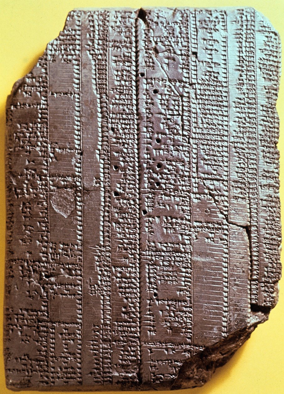 Babylonská hliněná tabulka s textem. 7. století před naším letopočtem. Tabulka se slabikářem. od Babylonian