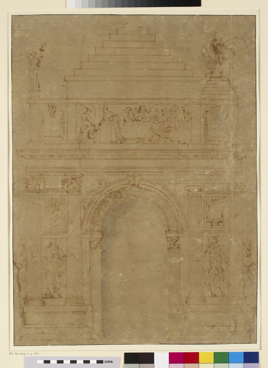 Design pro Triumphal Archway (pero a inkoust s křídou na papíře) od Baccio Bandinelli