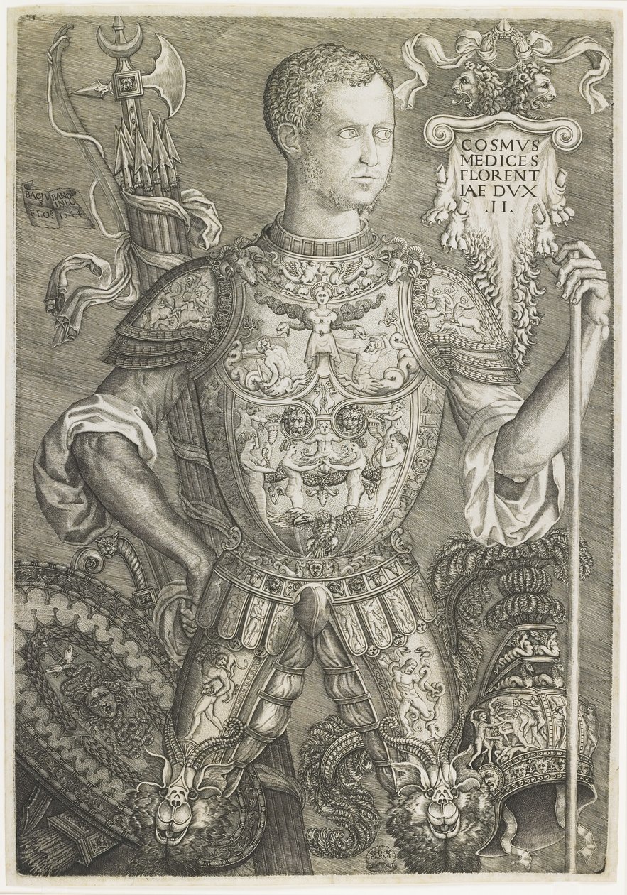 Cosmo I de Medici, vyrytý Niccolo della Casa (fl. C.1543-48) od Baccio (after) Bandinelli