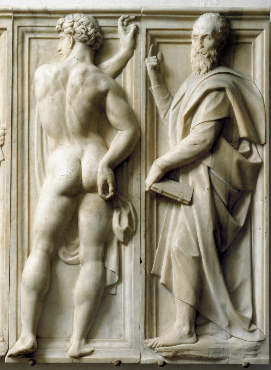 Prorok a Ignudo Nízký mramorový reliéf od Baccia Bandinelliho (1493-1560) od Baccio Bandinelli