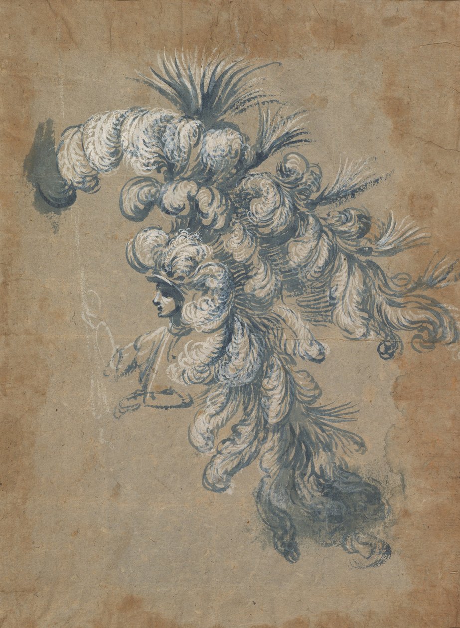 Design pro bohatou čelenku s peřím, ca. 1620-56. od Baccio del Bianco