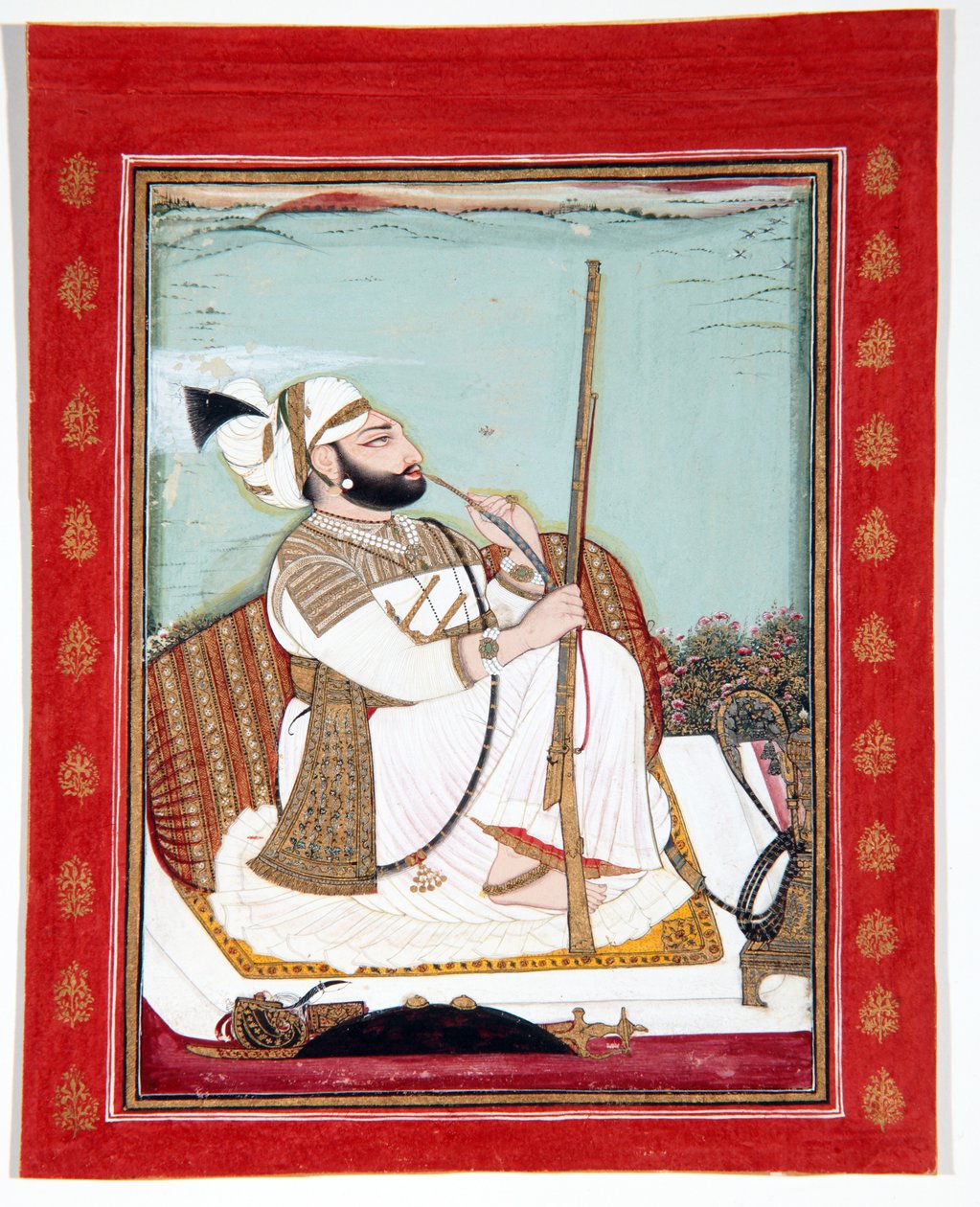 Rawat Gokul Das, 1807 (neprůhledná čb a zlato na papíře) od Bagta
