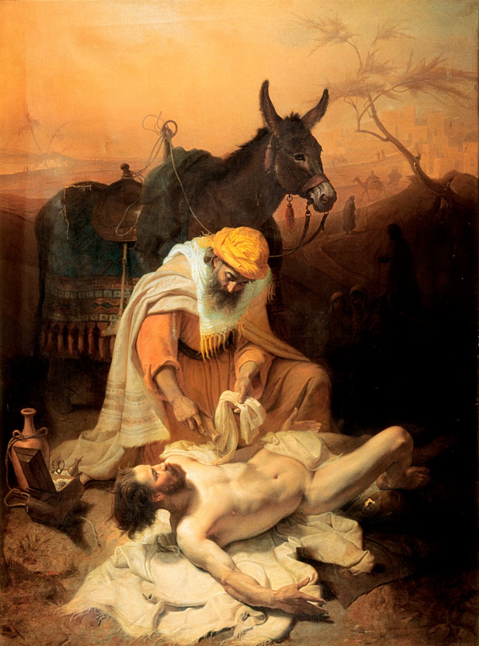 Samaritán evangelia 1851 (olej na plátně) od Baldassare Verazzi