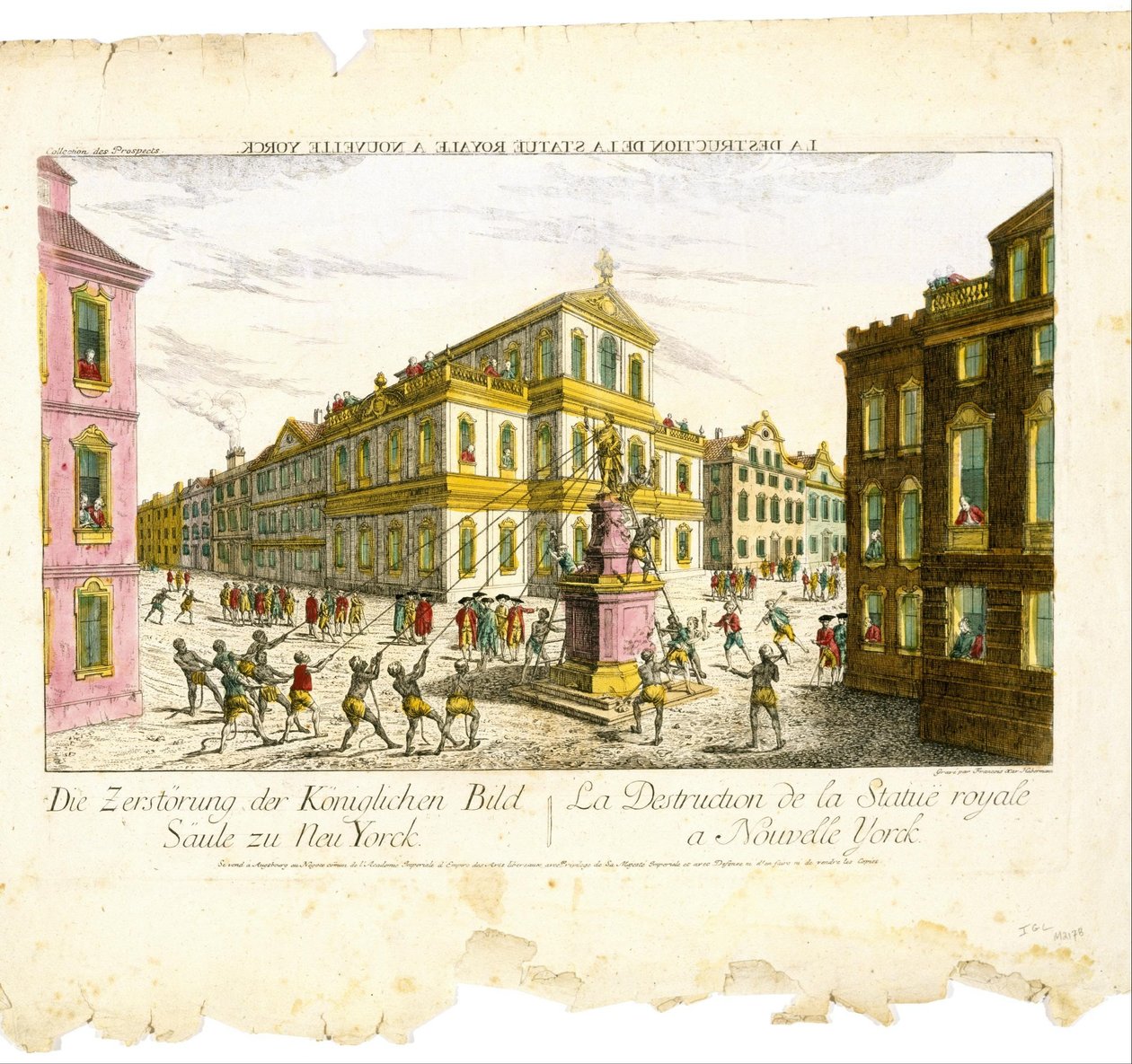 Zničení královské sochy v New Yorku od Balthasar Friedrich Leizel