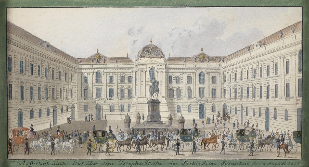 Příjezdová cesta do Hofu nad Josephsplatz tureckého velvyslance 6. srpna 1835 od Balthasar Wigand
