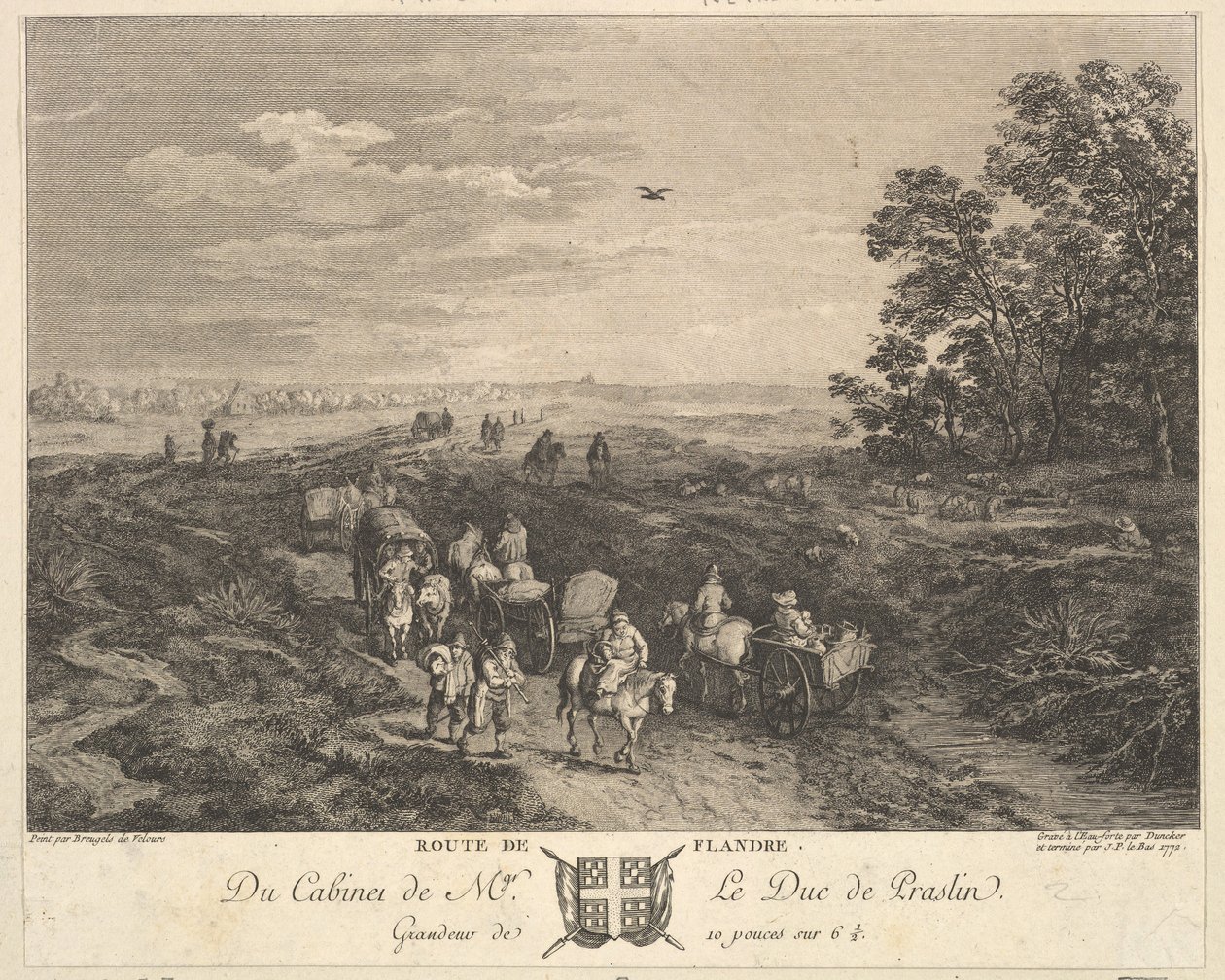 Flanders Road Route de Flandre podle obrazu ve sbírce vévody de Praslin, 1772 od Balthasar Anton Dunker