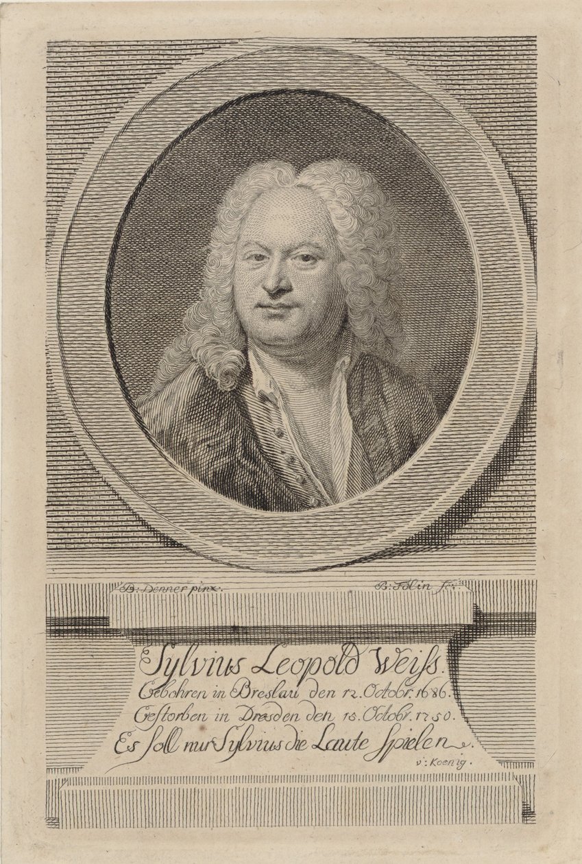 Portrét Sylvia Leopolda Weisse 1686-1750, 1750. od Balthasar Denner