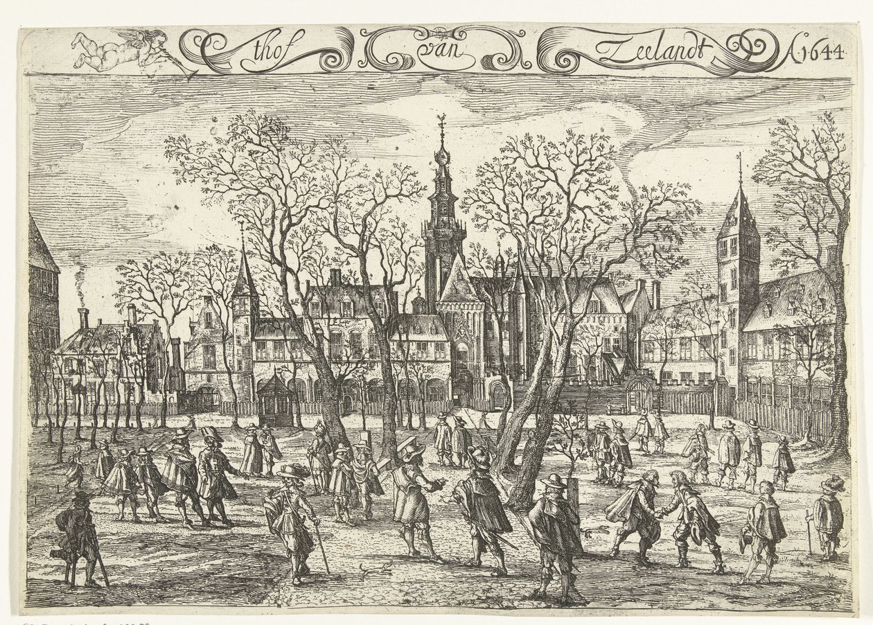 Zeelandský dvůr v Middelburgu, 1644 thof van Zeelandt Ao. 1644 (název na objektu) od Balthasar Florisz. van Berckenrode