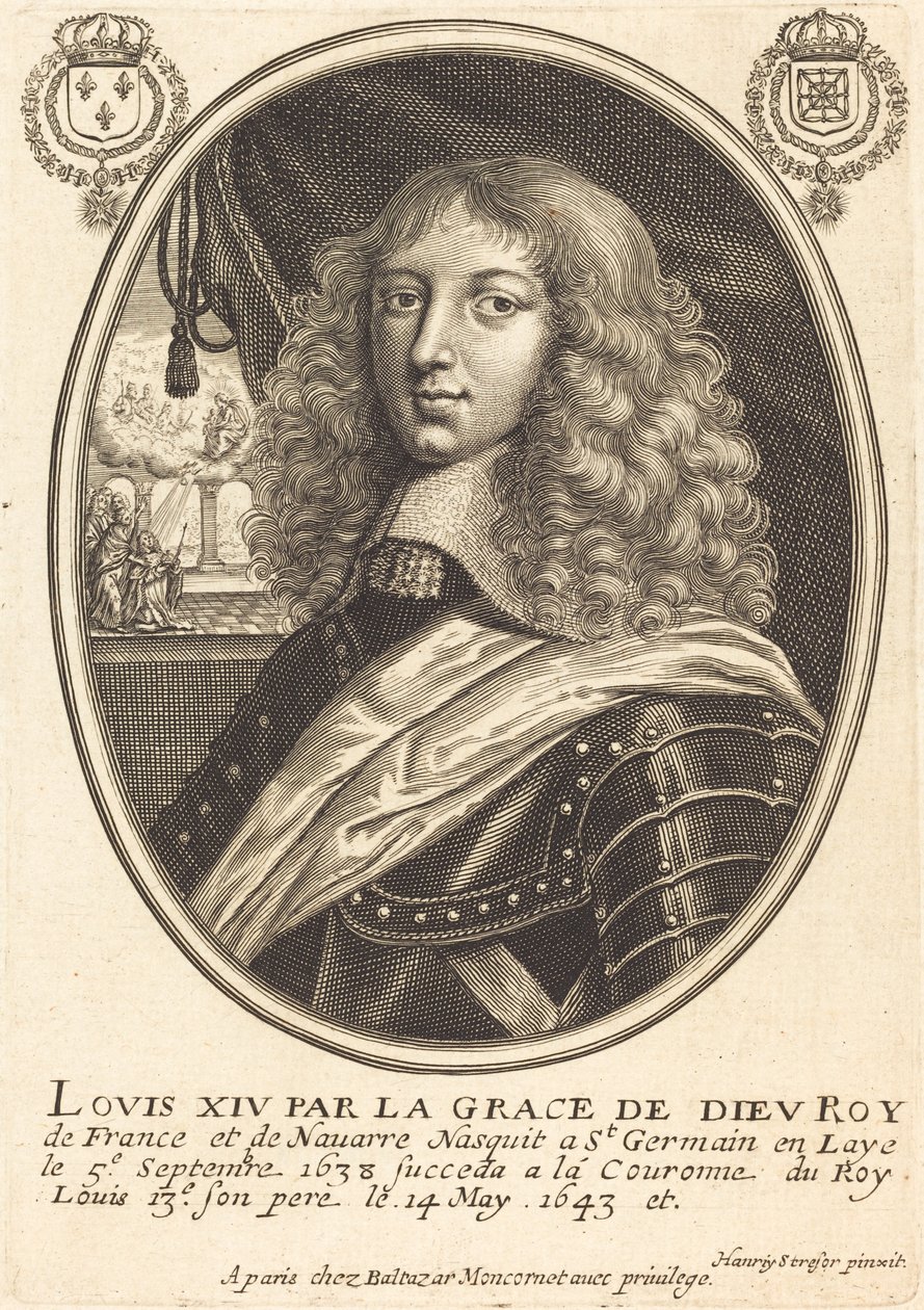 Ludvík XIV., král Francie od Balthasar Moncornet after Henry Stresor