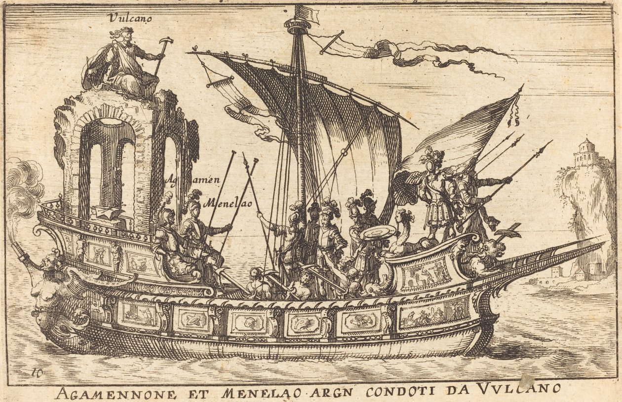 Agamemnon a Menelaos byli ženatí s Vulkánem od Balthasar Moncornet after Remigio Cantagallina