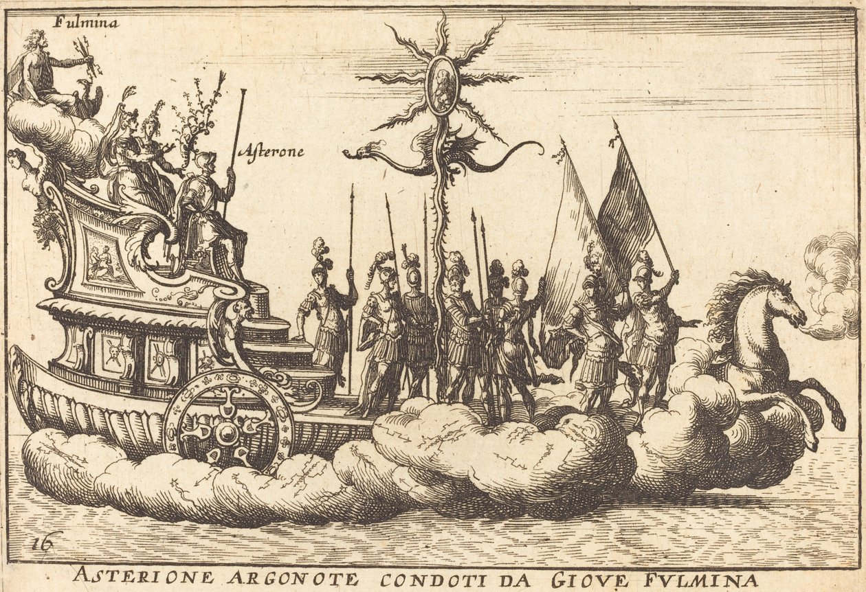 Argonote Asterion vedený Jupiterem Fulminates od Balthasar Moncornet after Remigio Cantagallina