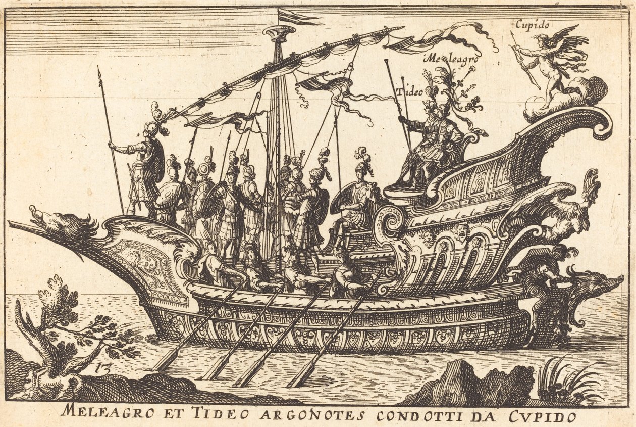 Meleager a Tydeus vedli Argonauty k Amorovi od Balthasar Moncornet after Remigio Cantagallina