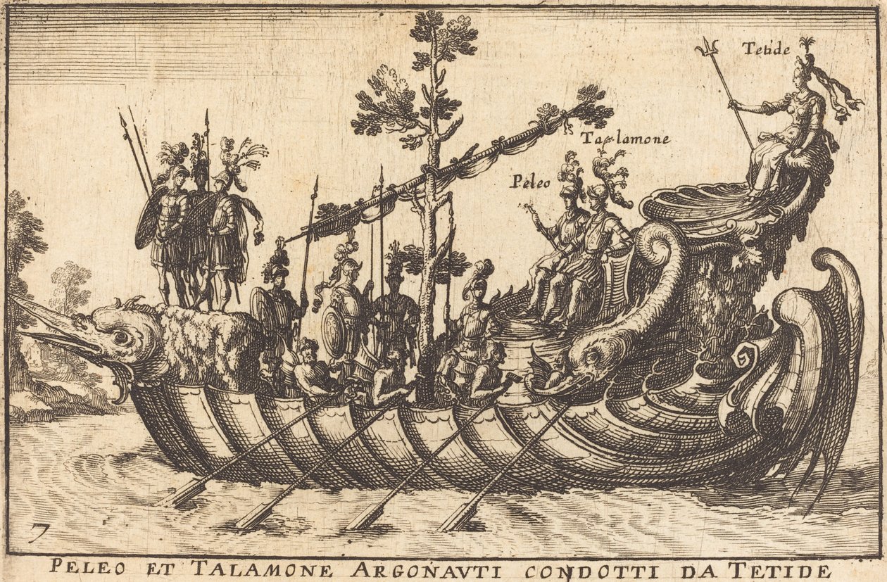 Peleus a Talamone Argonauts v čele s Tethys od Balthasar Moncornet after Remigio Cantagallina