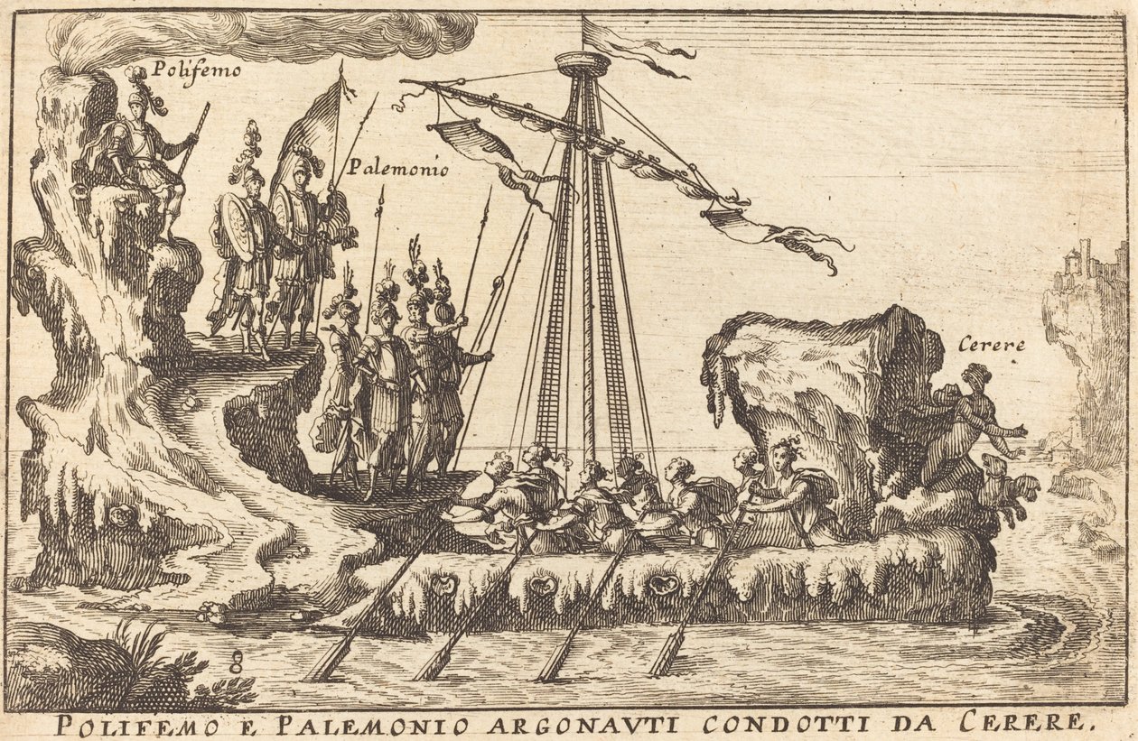Polyphemus a Palemonio Argonauti pod vedením Cerese od Balthasar Moncornet after Remigio Cantagallina