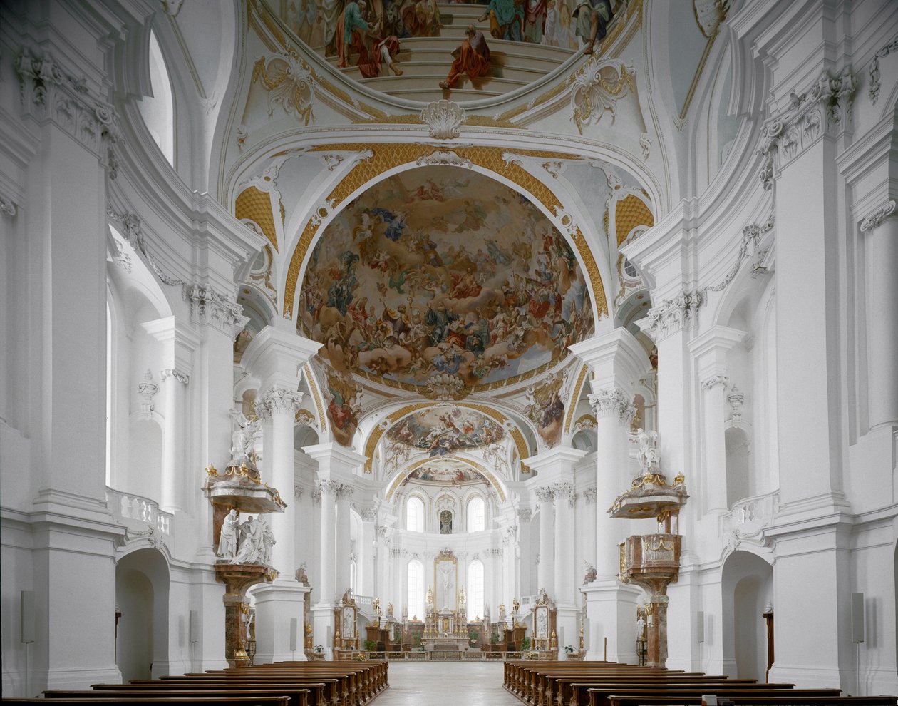 Vnitřní pohled na klášterní kostel od architekta Johanna Balthasara Neumanna (1687-1753) Neresheim, Německo od Balthasar Neumann