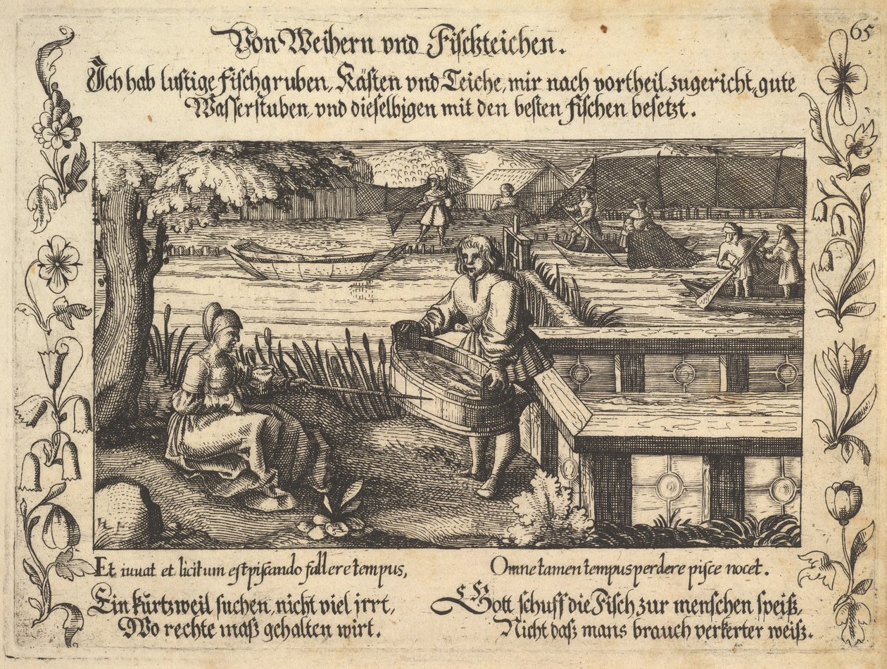 Rybníků a rybníků, ilustrace z Petrarca, Glück und Unglück Spiegel, obr..., 1652. od Balthasar Schwan