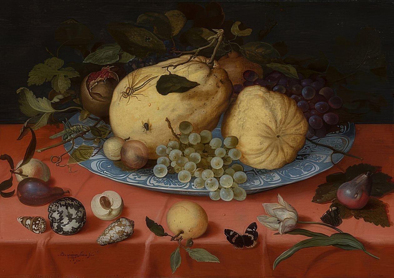 Ovoce zátiší s mušlemi a tulipánem. 1620 od Balthasar van der Ast