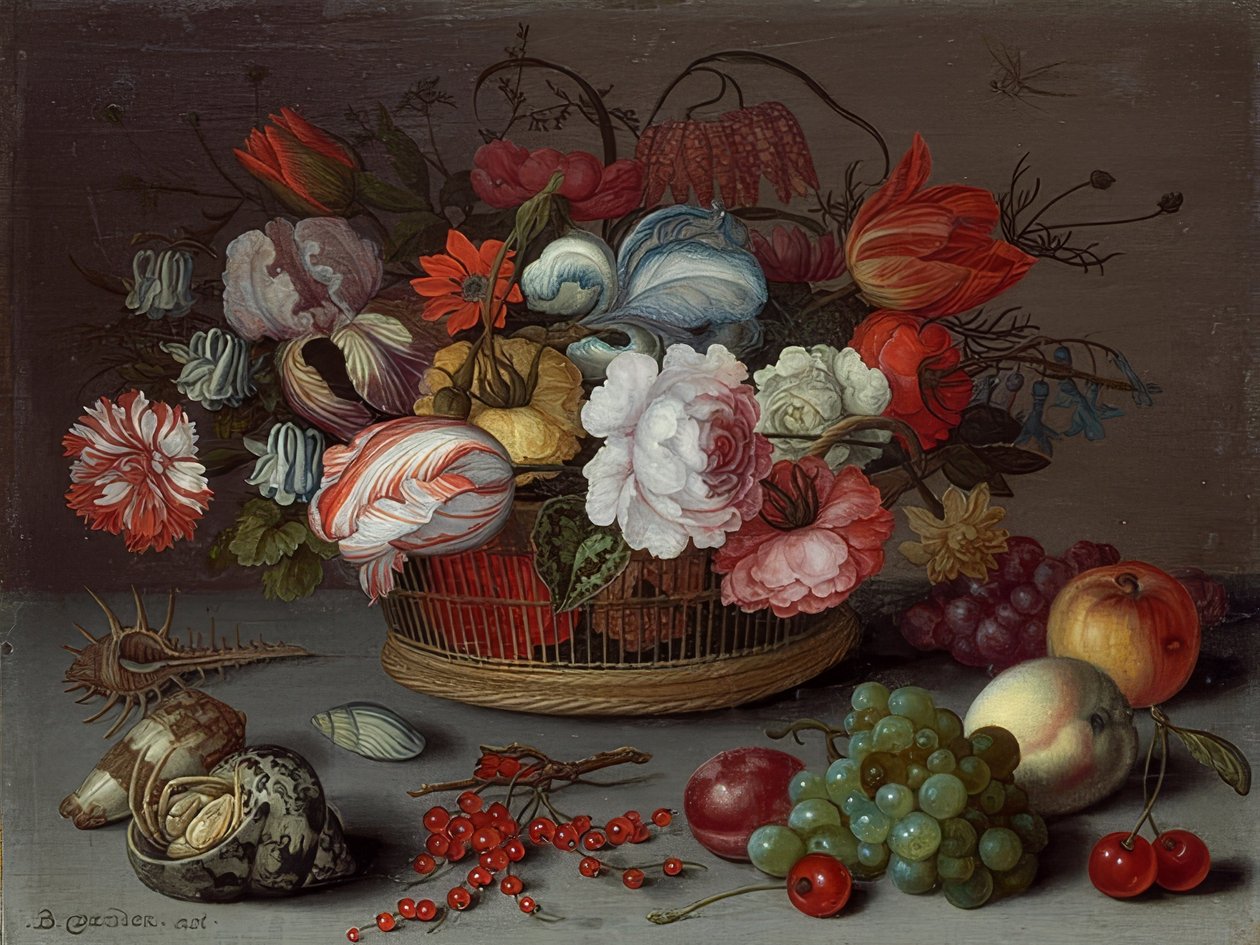 Koš s květinami. Kolem roku 1622 od Balthasar van der Ast