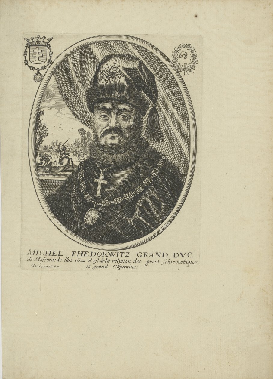 Portrét cara Michaila I. Fjodoroviče Ruska 1596-1645, um 1640-1650. od Balthazar Moncornet