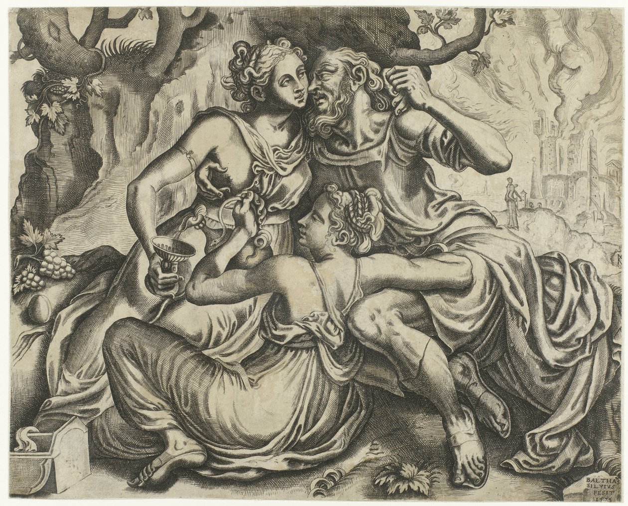 Lot a jeho dcery od Balthazar van den Bos