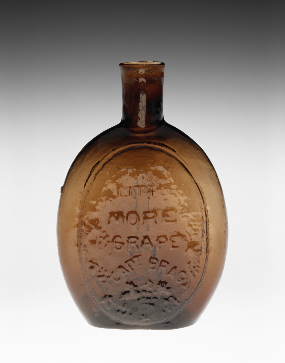 Figurovaná baňka, c. 1847 (bezolovnaté sklo) od Baltimore Glass Works