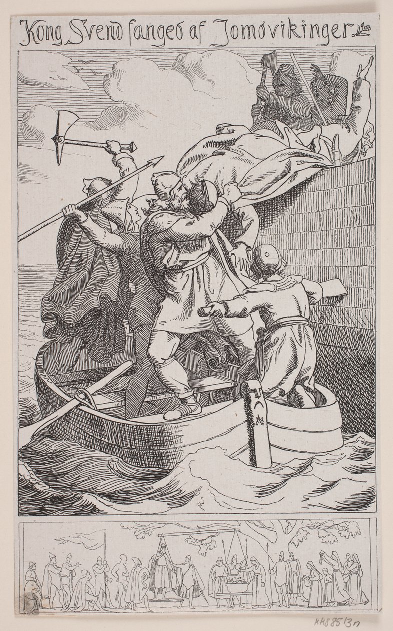 Král Svend je zajat Jomsvikingy od Balzer Dahl