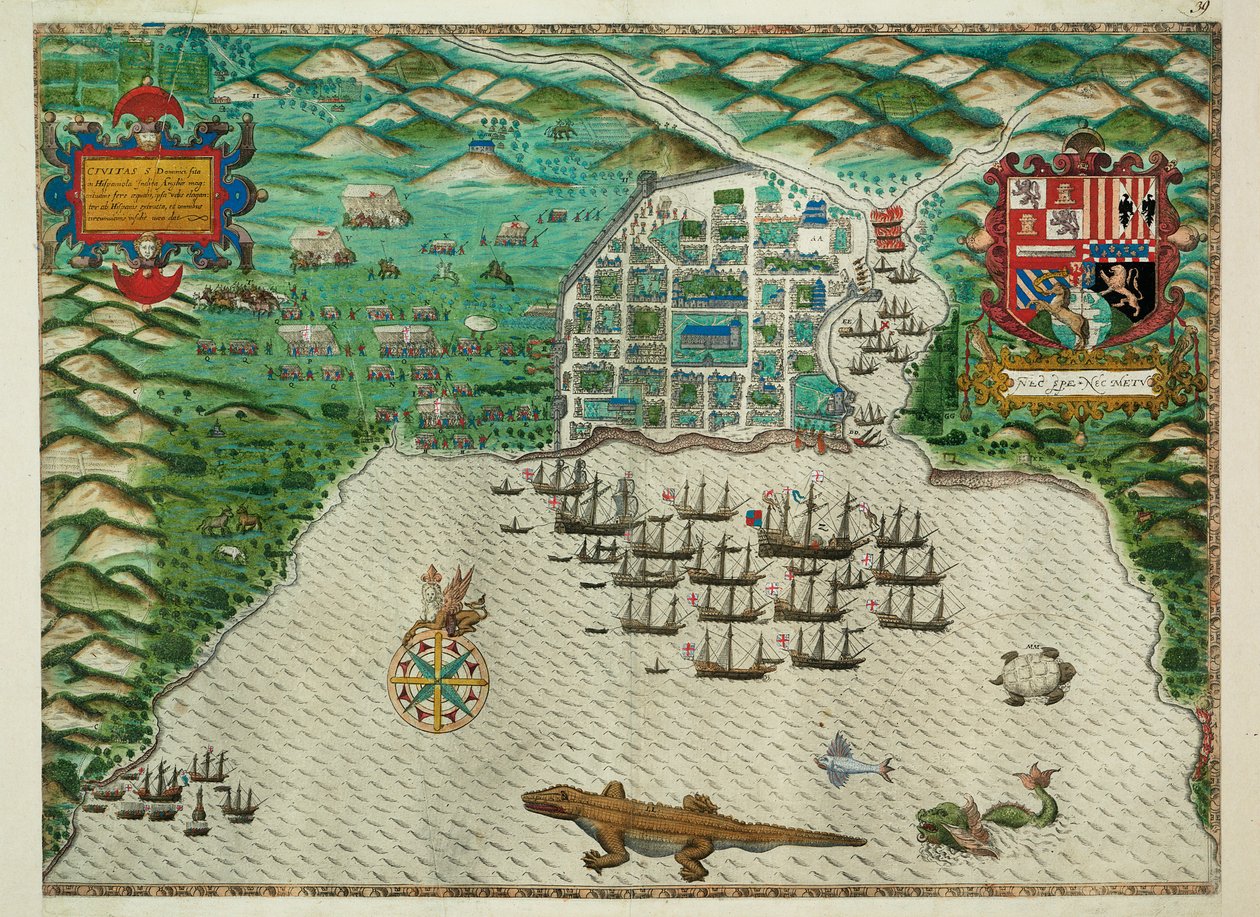 Mapa Santo Domingo od Baptista Boazio