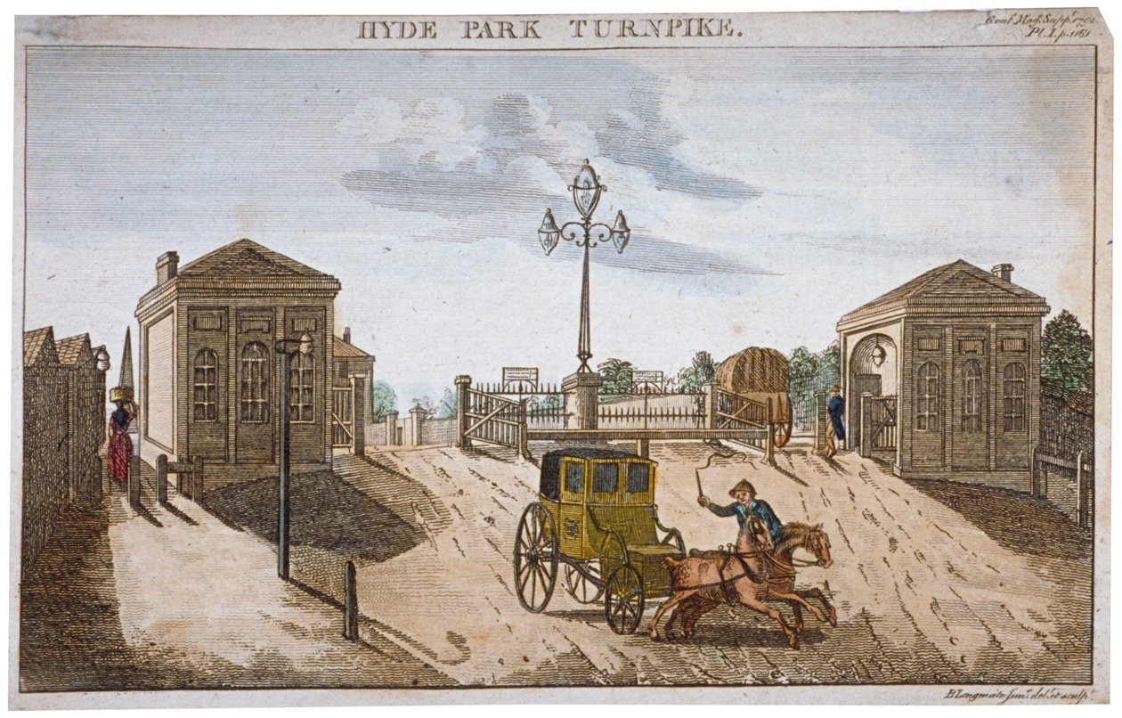 Pohled na Hyde Park Corner Turnpike, Westminster, Londýn, 1792. od Barak Longmate Jr