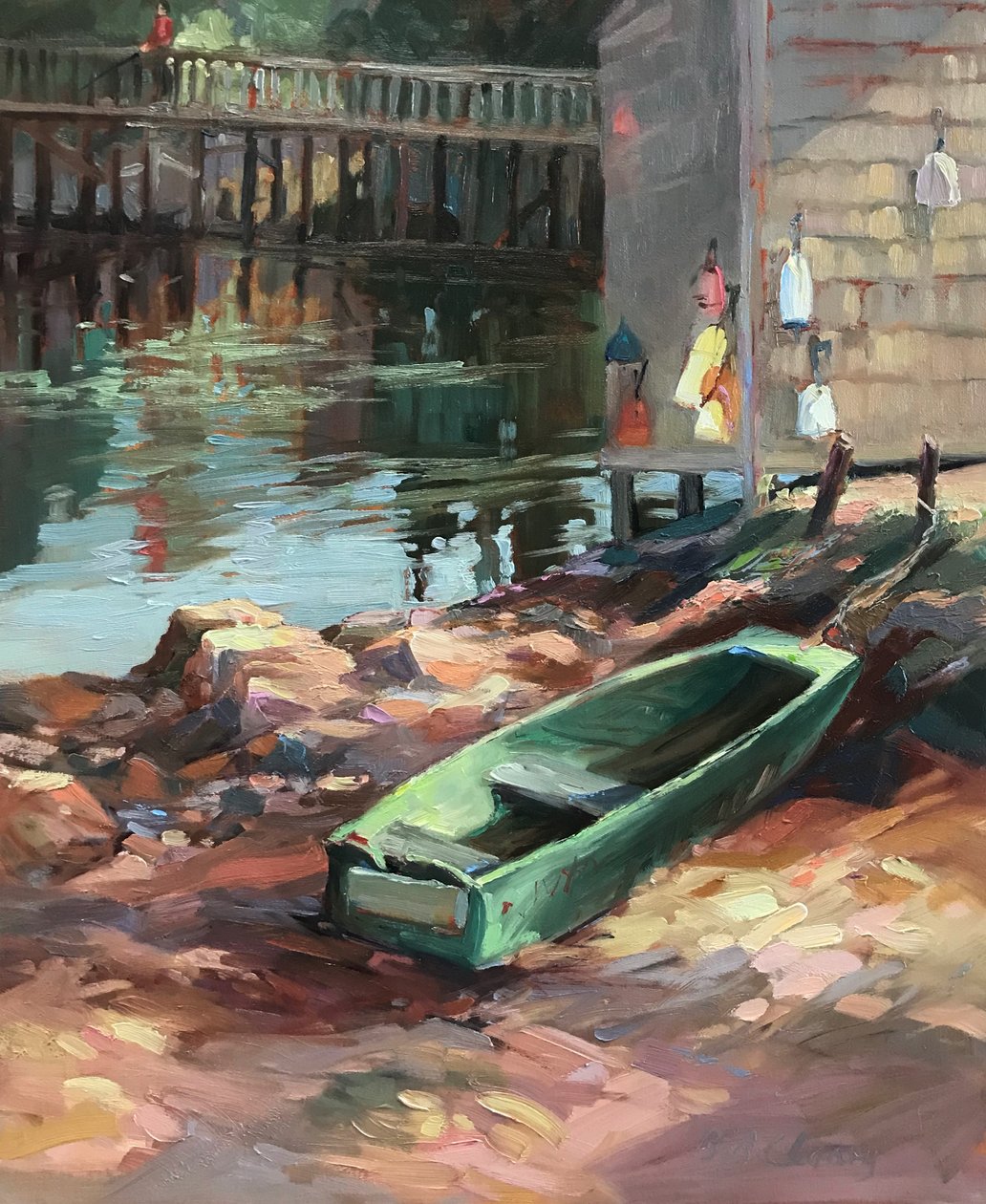 Boathouse 2 Maine, asi 1980-95 (olej na plátně) od Barbara Cleary