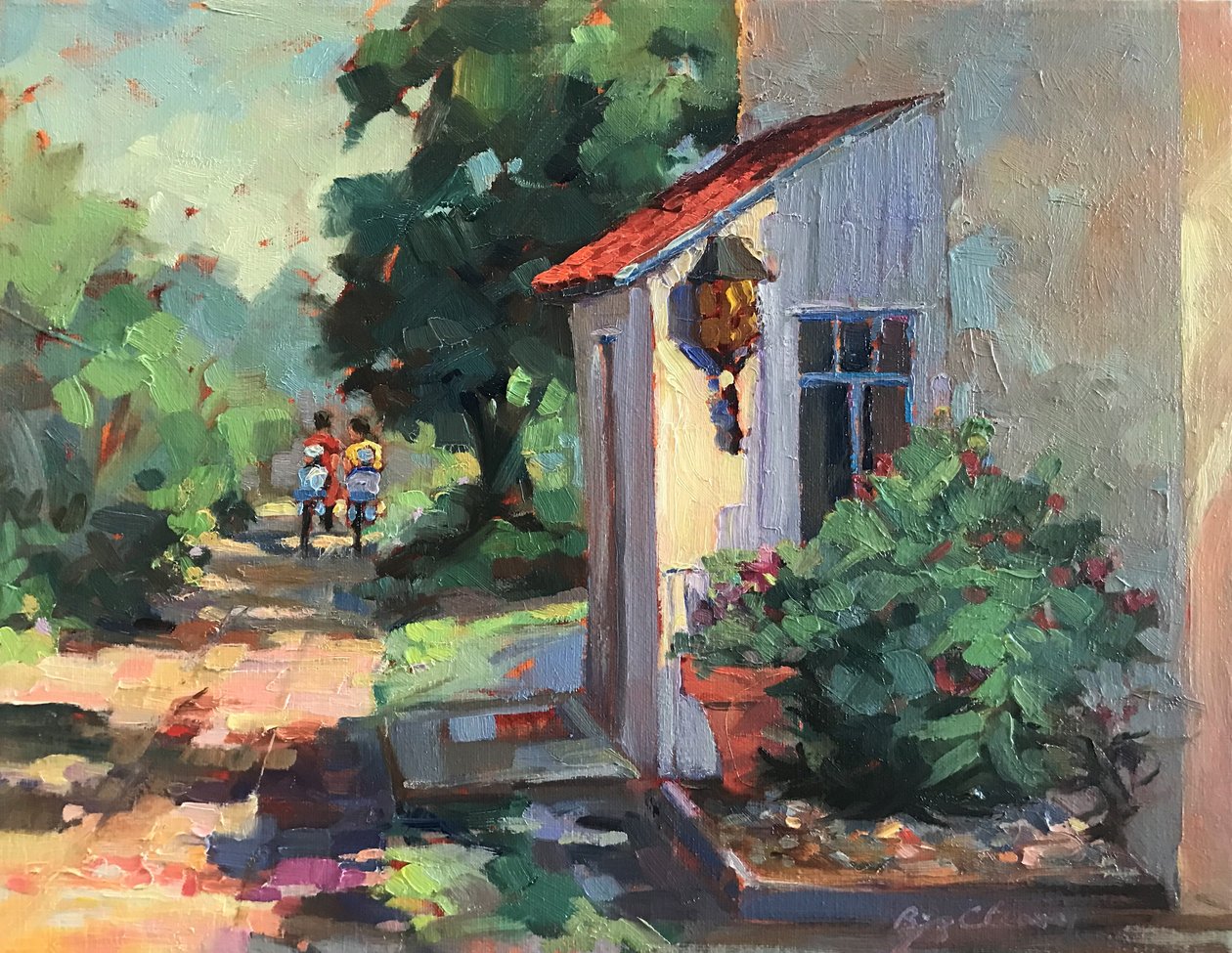 Cimmaron Nové Mexiko, asi 1980-95 (olej na plátně) od Barbara Cleary