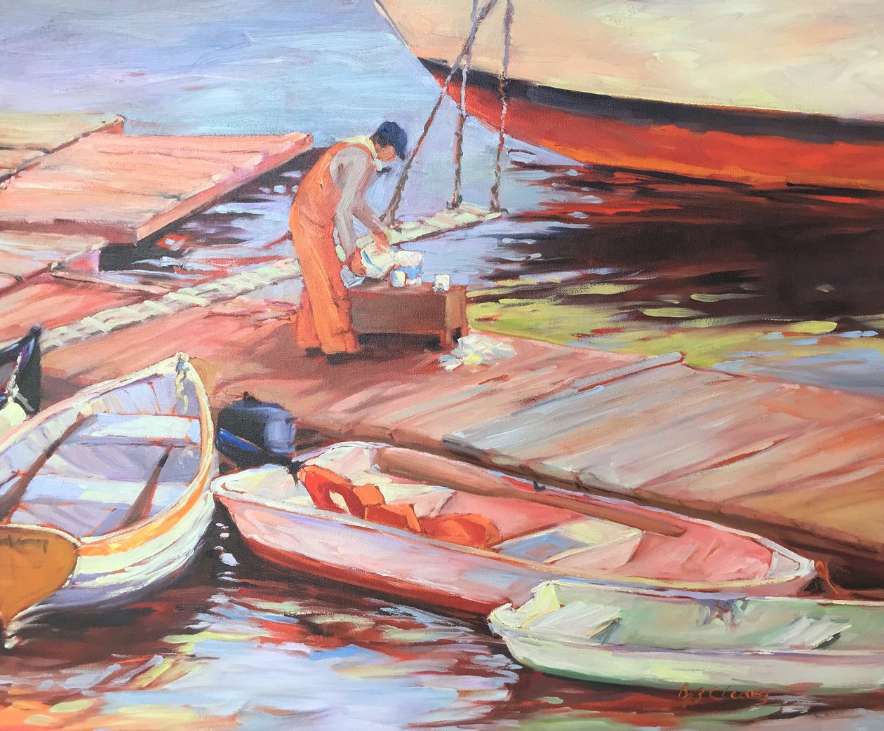 Rybolov v Maine, asi 1980-95 (olej na plátně) od Barbara Cleary