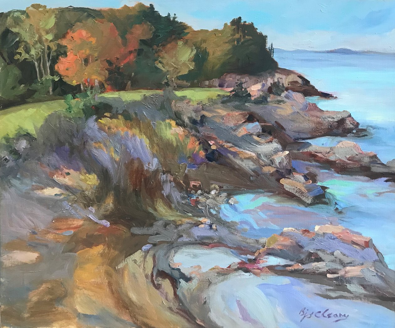 Pobřeží státu Maine, asi 1980-95 (olej na plátně) od Barbara Cleary