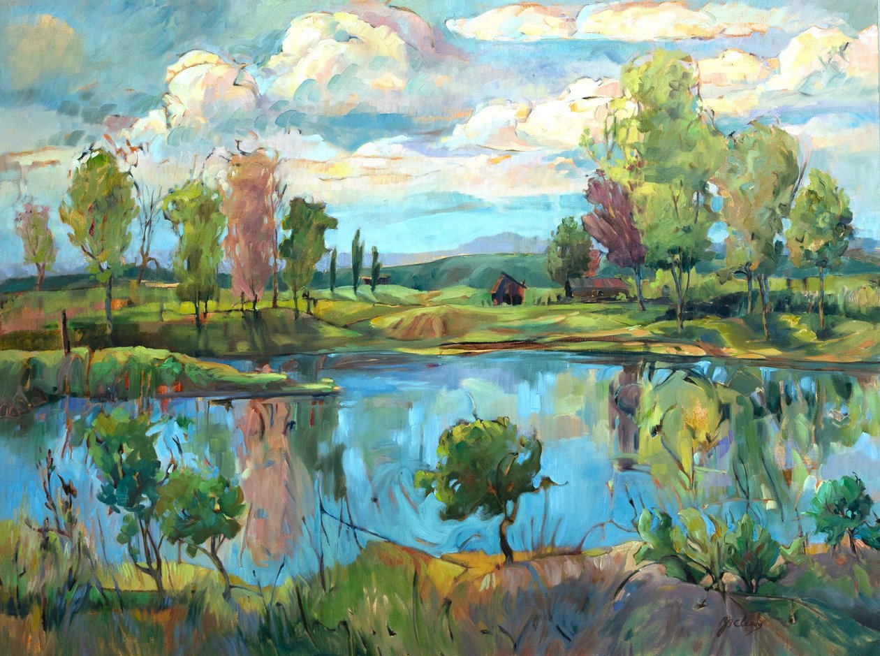 Bazén, asi 1990-2005 (olej na plátně) od Barbara Cleary